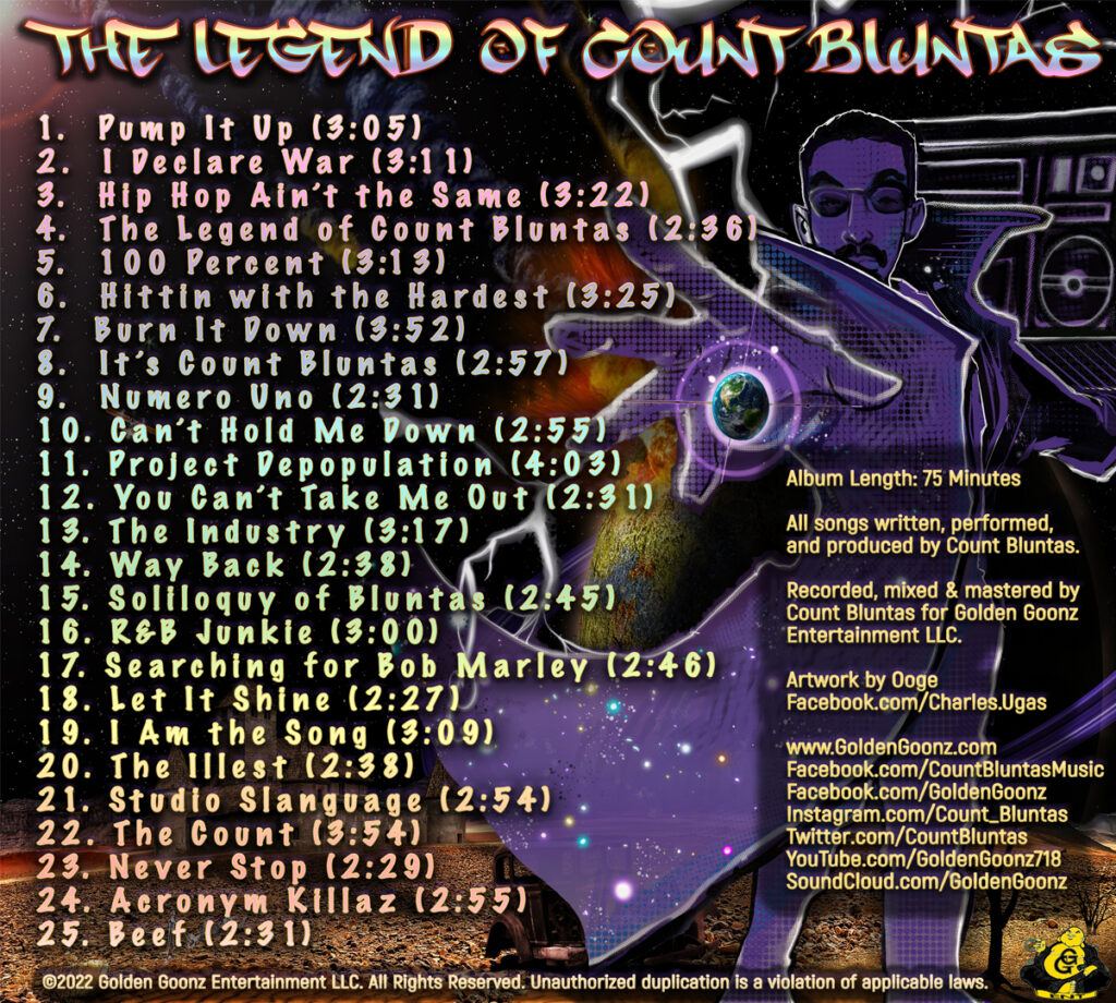 The Legend of Count Bluntas Back Cover